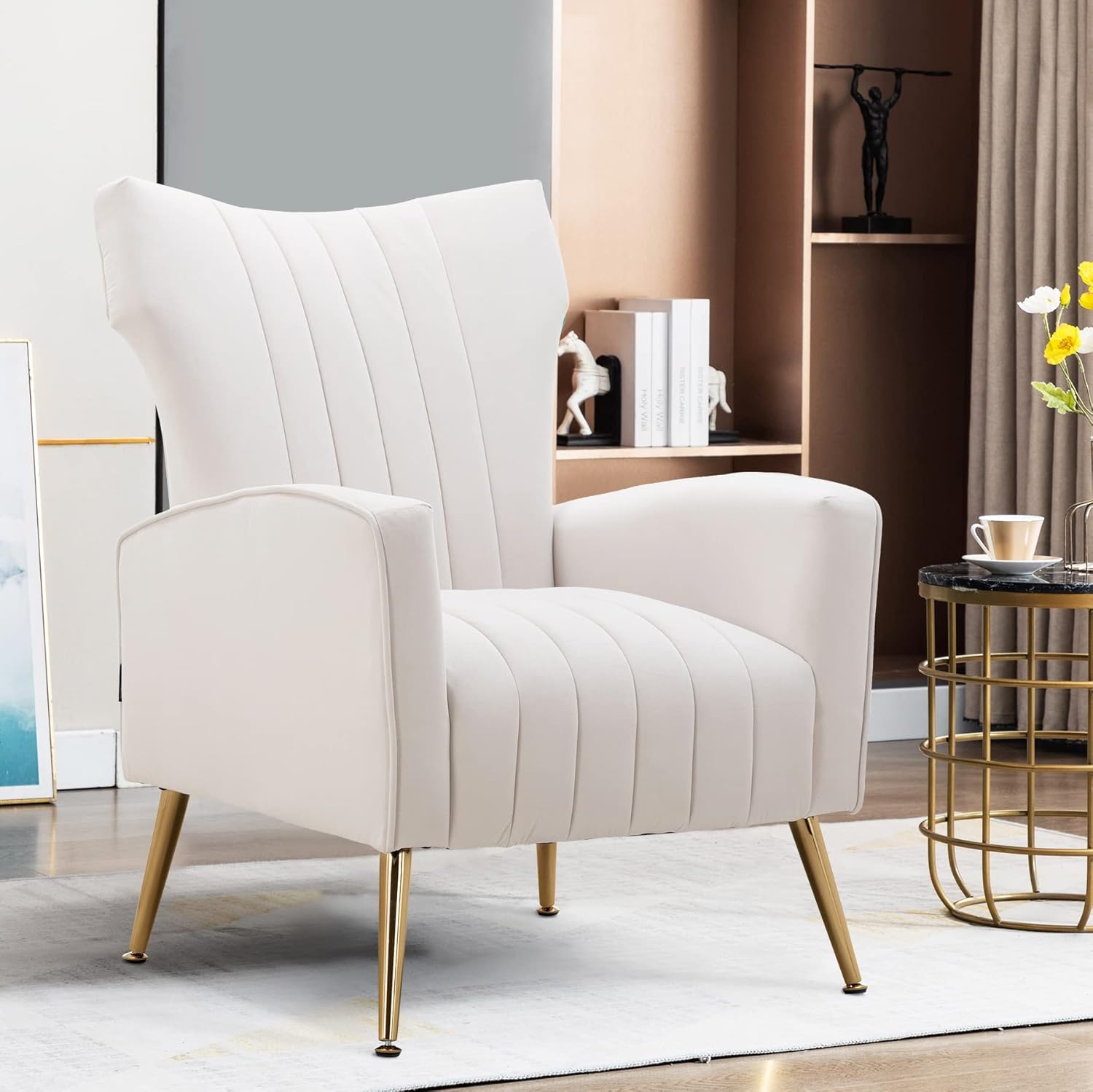Artechworks Curved Tufted Accent Chair with Metal Ireland Ubuy
