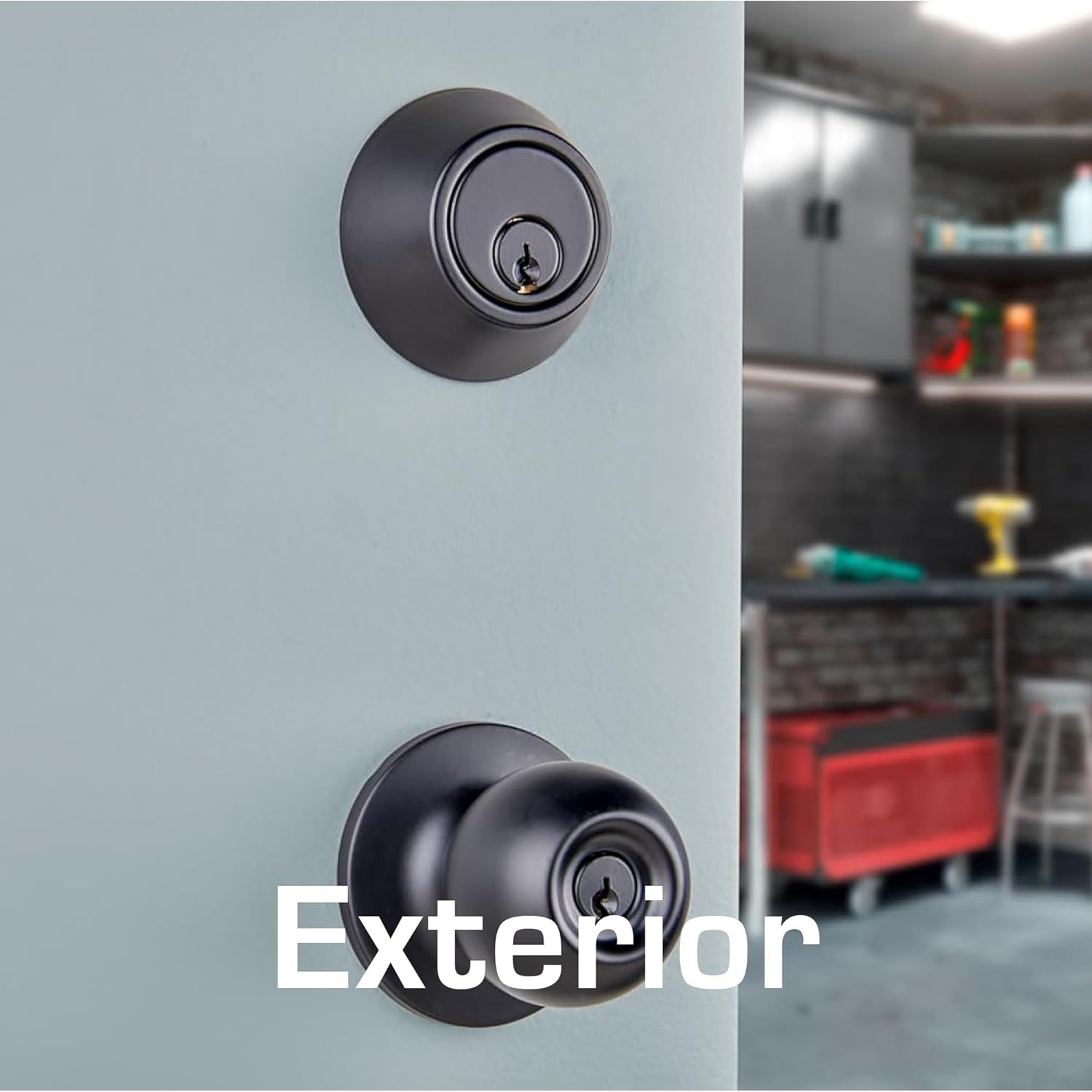 BRINKS Commercial - Keyed Entry Door Knob with Deadbolt Set, Matte Black Finish - Meets ANSI Grade 2 Standards and is ADA Compliant