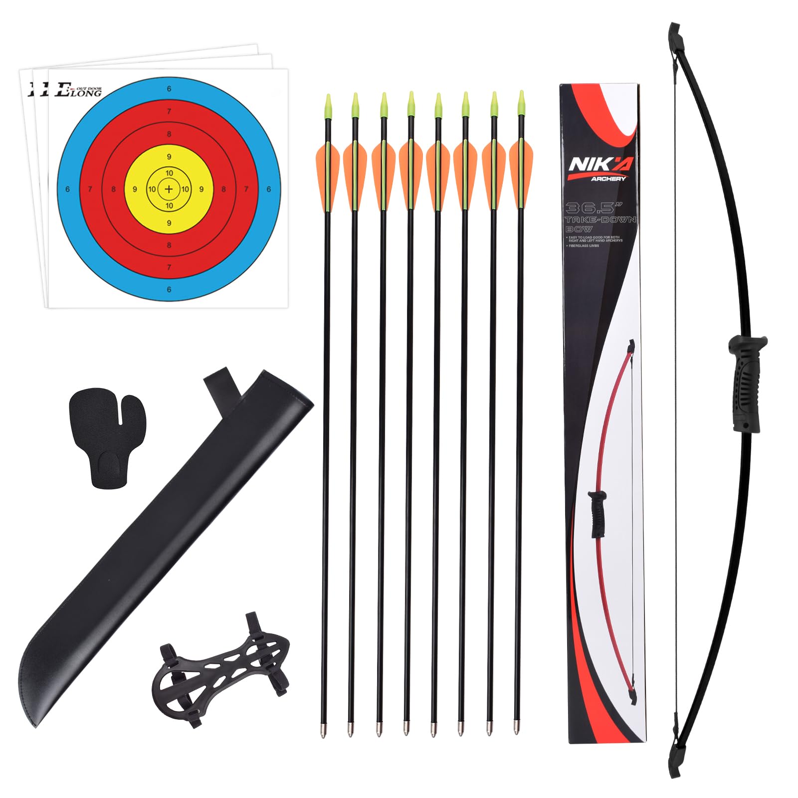 Recurve Bögen Pfeil und Bogen Set für Kinder mit Köcher zum Bogenschießen inkl. 8 Pfeile 66cm Kinderbogen für ab 14 Jahre Kinder Schießbogen Jugendbogen für Anfänger Jugendliche Outdoor