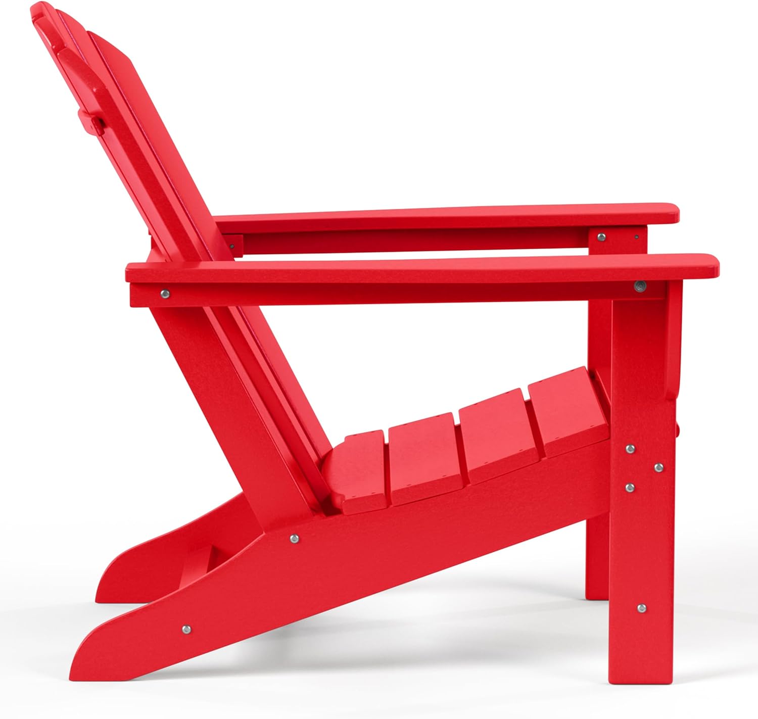 WO Home Furniture HDPE Outdoor Adirondack Chair with Footrest Ottoman, All Weather and UV Resistant for Patio, Balcony, Backyard, Garden, Porch, Red