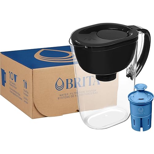 Vista 28 de Brita Jarra grande de filtro de agua de 10 tazas, 1 filtro BritaPlus, para uso diario, color negro (el paquete puede variar)