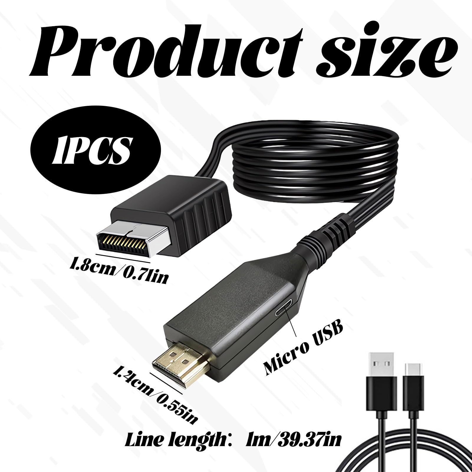 Heyung PS2 to HDMI Converter Cable,Compatible with PS2/PS1 to HDMI Video Audio Adapter,Multifunctional H DTV 720P/1080P Monitor Projector Plug for PS1/PS2 Game Consoles,Projector,Monitor - 2