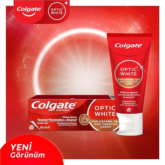 COLGATE Optical White Whitening Toothpaste 50 ml for Coffee, Tea and Tobacco Users