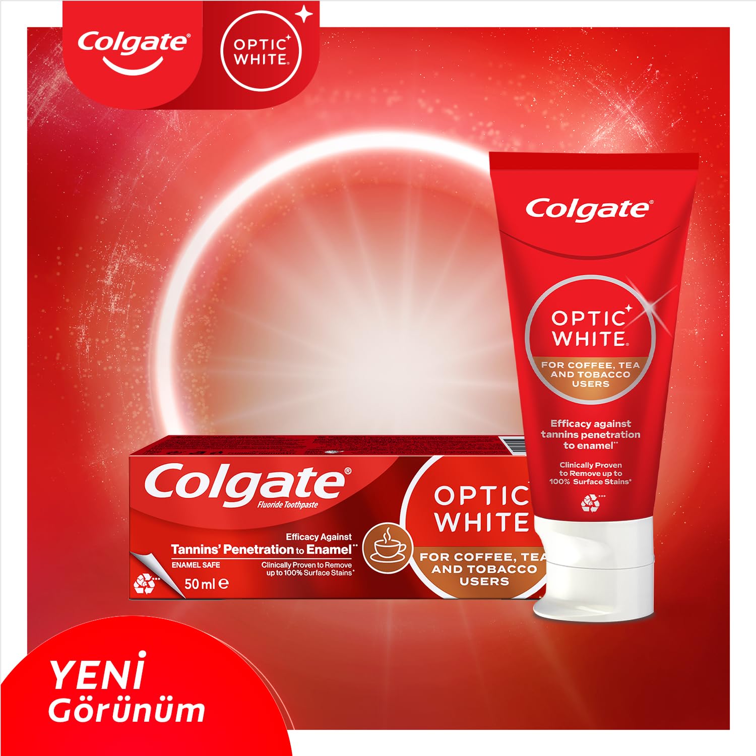 COLGATE Optic White Kahve, Çay ve Tütün Kullanıcıları İçin Beyazlatıcı Diş Macunu 50 ml
