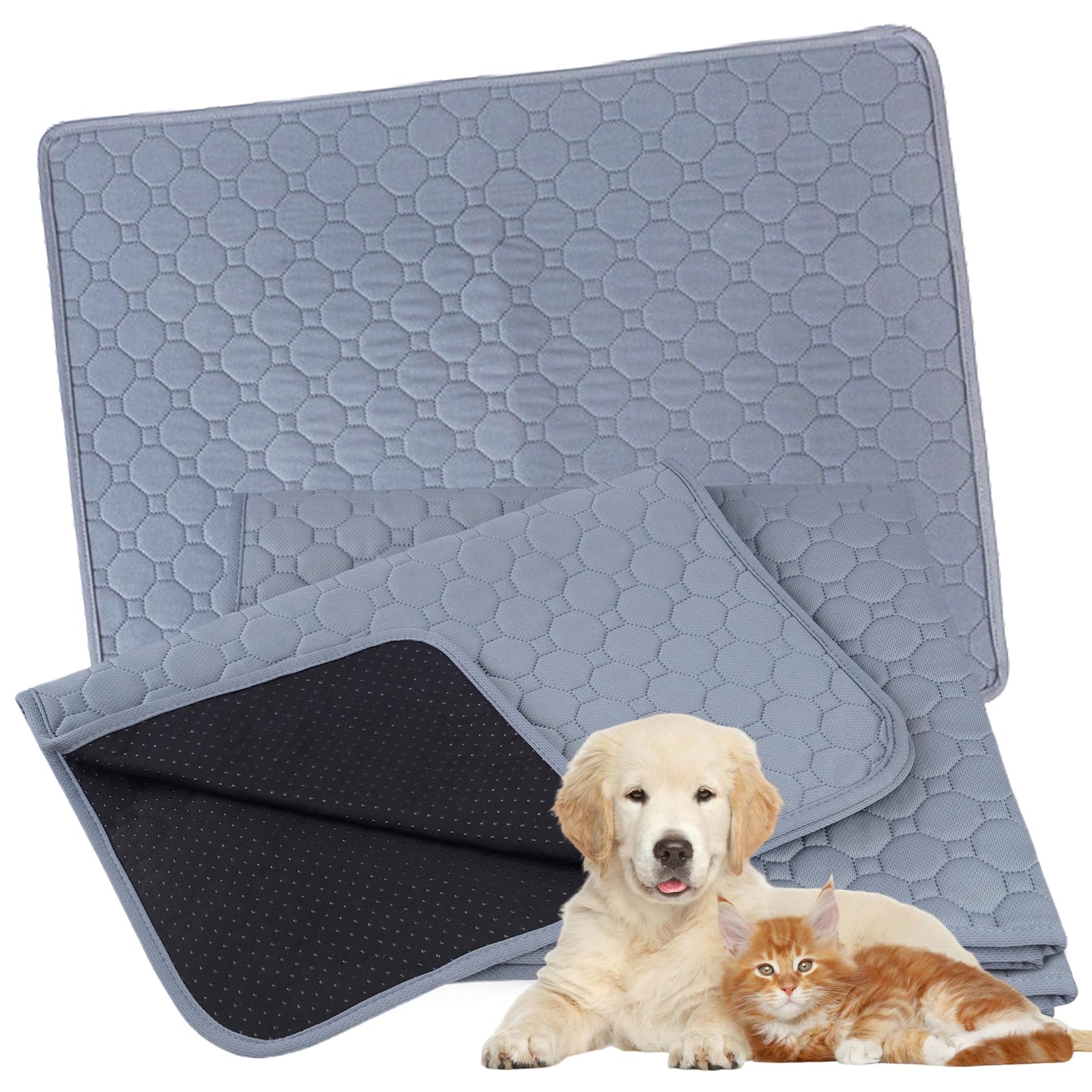 4 Pack Washable Puppy Pads, 45x60 cm Non-Slip Reusable Dog Training Pad Super Absorbent Waterproof Pee Pads for Dogs Fast Drying Dog Mat for Indoor, Outdoor, Car Travel