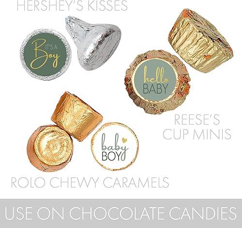 Miniatura 5 de Green It's a Boy Baby Shower - Calcomanías para fiesta de baby shower, color verde dulce bebé, 180 calcomanías