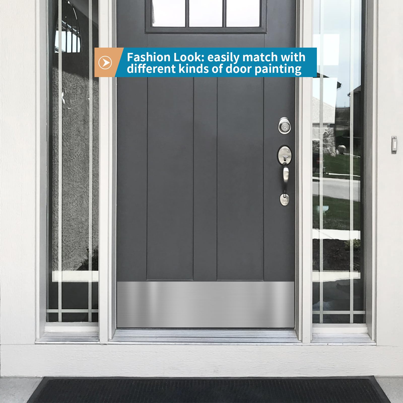 Placa de acero inoxidable para puerta de 8 x 34 pulgadas, placa autoadhesiva para puertas interiores o exteriores de 36 pulgadas (níquel cepillado)