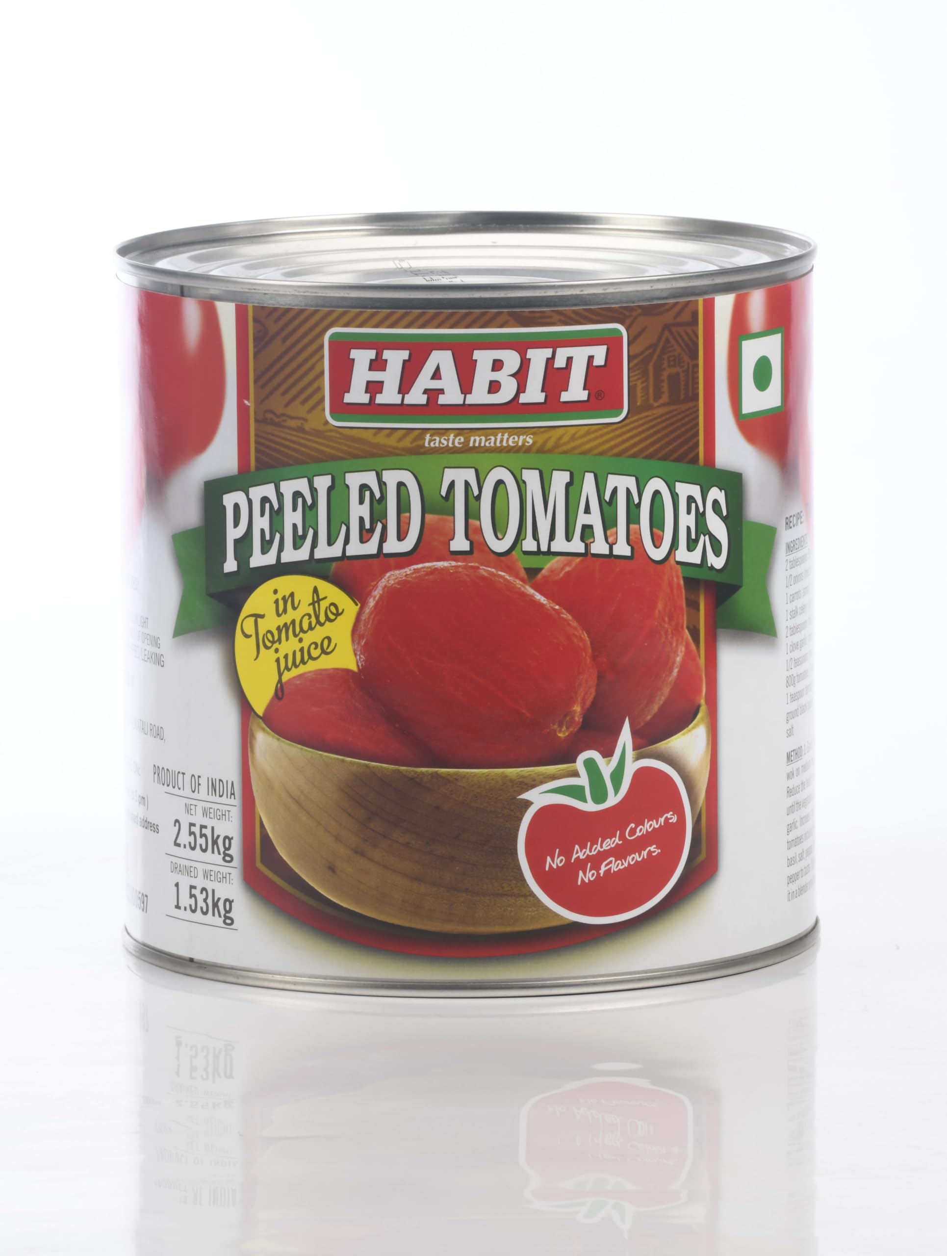 HABIT Peeled Tomatoes in Tomato Juice, 2.55kg x Pack of 1 (Drained Weight 1.53kg) | Whole Peeled Tomatoes for Pizza, Pasta, Sauces, Soups & Commercial Kitchens-image-11