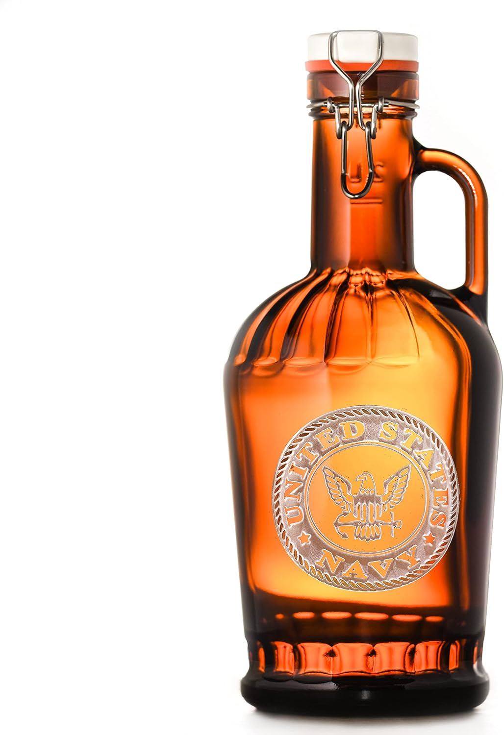 Navy Flip or Swing Top Grolsch Beer Growler Engraved