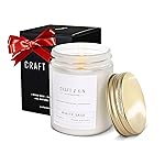 Craft & Kin White Sage Christmas Scented Candles for Cleansing | 8 Oz 45 Hour Long Lasting Holiday Candle | Classic Soy Woodwick Winter Candles | Made with Natural Soy | Gifts for Men and Women