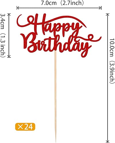 Miniatura 10 de Rsstarxi Paquete de 24 adornos para cupcakes con purpurina para cumpleaños, para celebrar fiestas de cumpleaños, suministros de decoración de