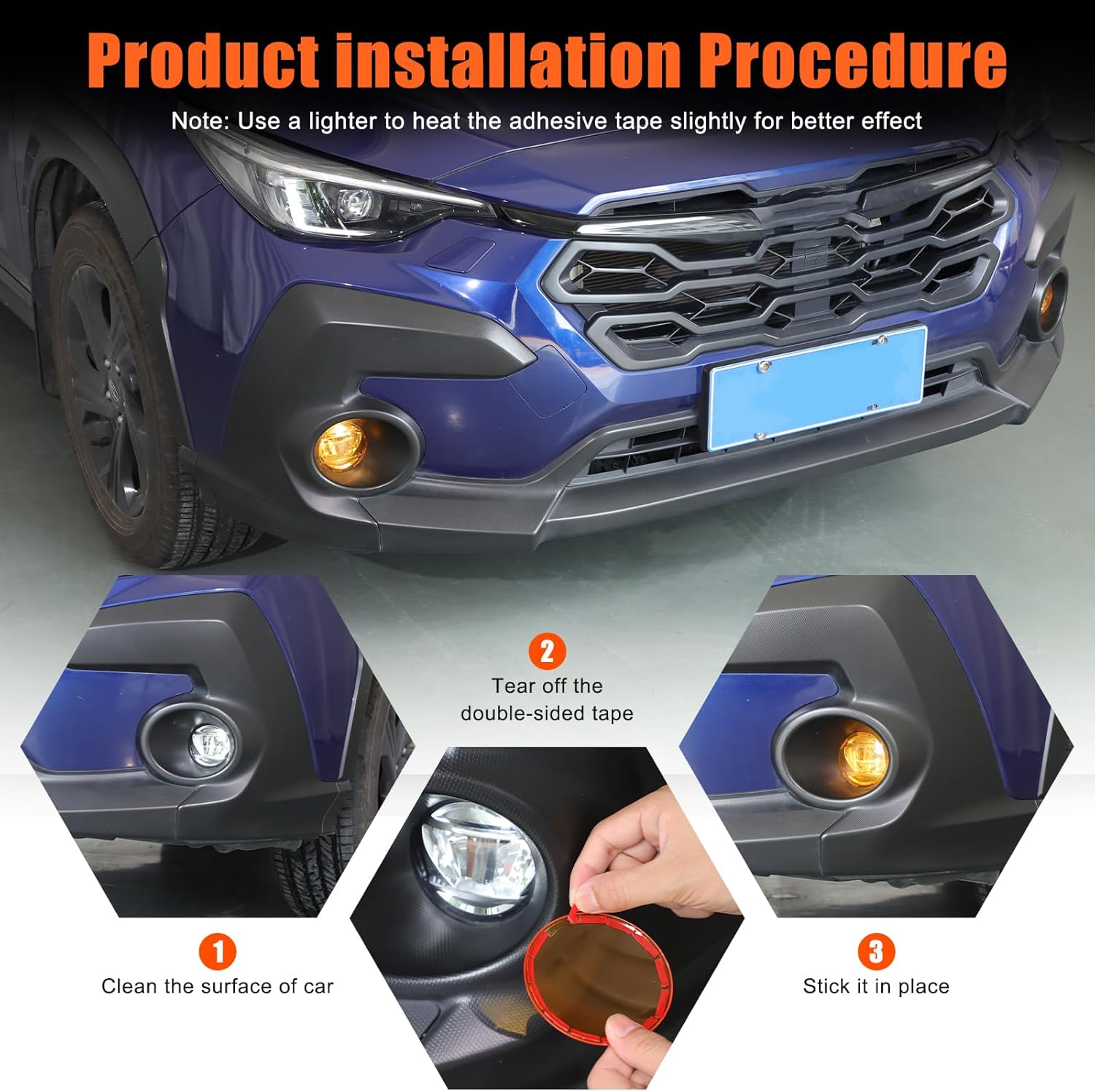 Daeiclru Front Fog Light Cover Trim Compatible with Subaru Crosstrek GU 2024 2025, Front Bumper Fog Light Shell Trim Cover Yellow Transparent Protector Accessories