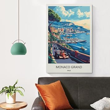 YJNENG Canvas Art Picture Monaco Grand Prix Wall Decor Art Painting Posters Modern Family Decorative Poster 08x12inch(20x30cm)