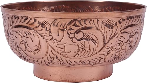 Miniatura 2 de Tazón para mezclar en relieve de cobre, calibre pesado 100% puro, uso multiusos de cuenco de cobre antiguo para dulces, ensaladas, batir huevos,