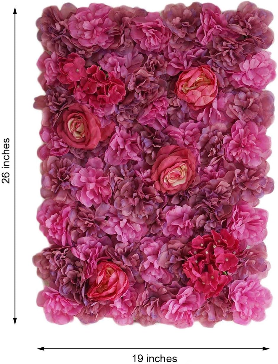 Tableclothsfactory 13 Sq ft. | 4 Panels UV Protected Lifelike Assorted Silk Flower Wall Mats Panel Photo Booth Garden - Violet | Purple