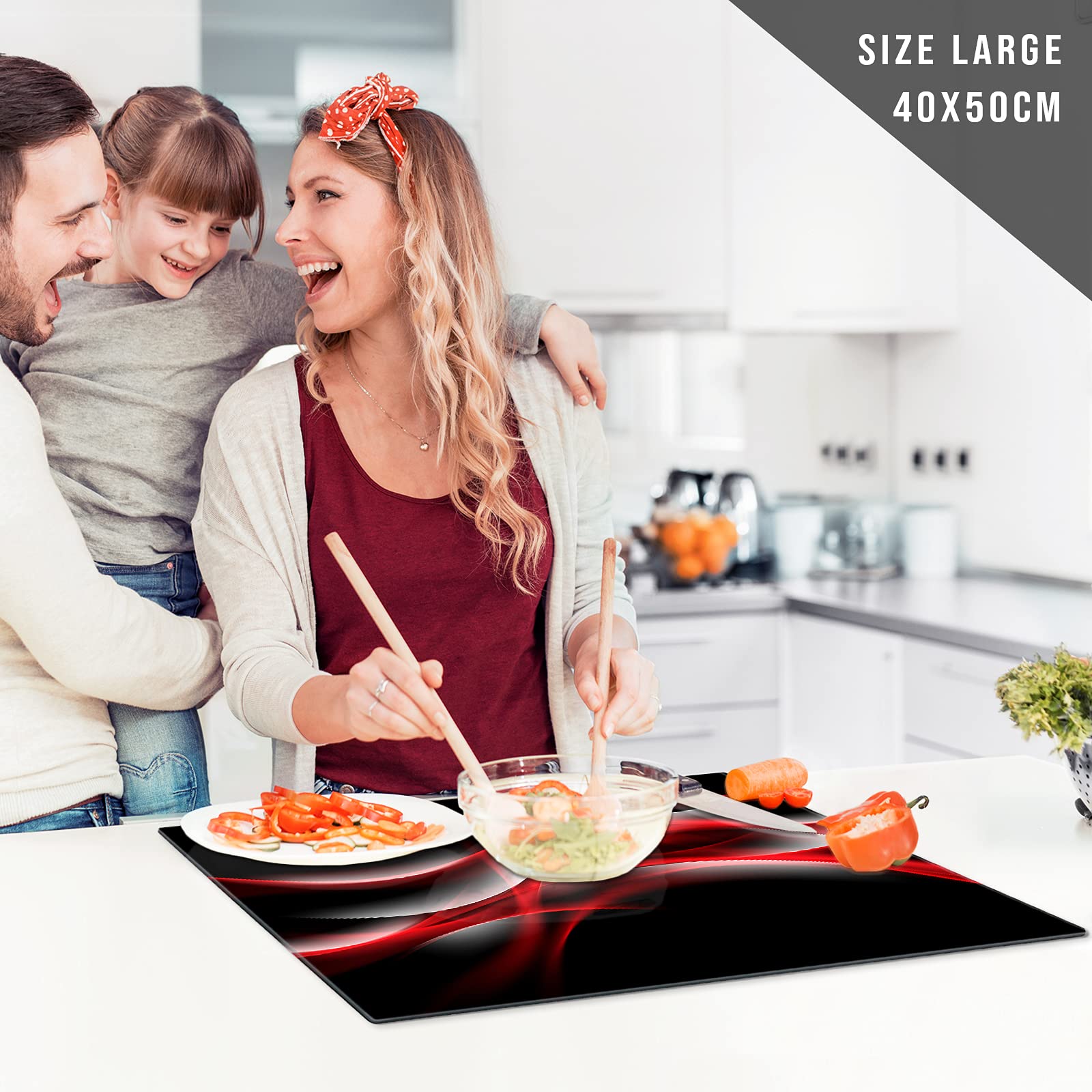 Glass Worktop Savers | Worktop Protectors Heat Resistant | Catering Chopping Boards | Over The Sink Chopping Board | Large | Black Red White — view 4