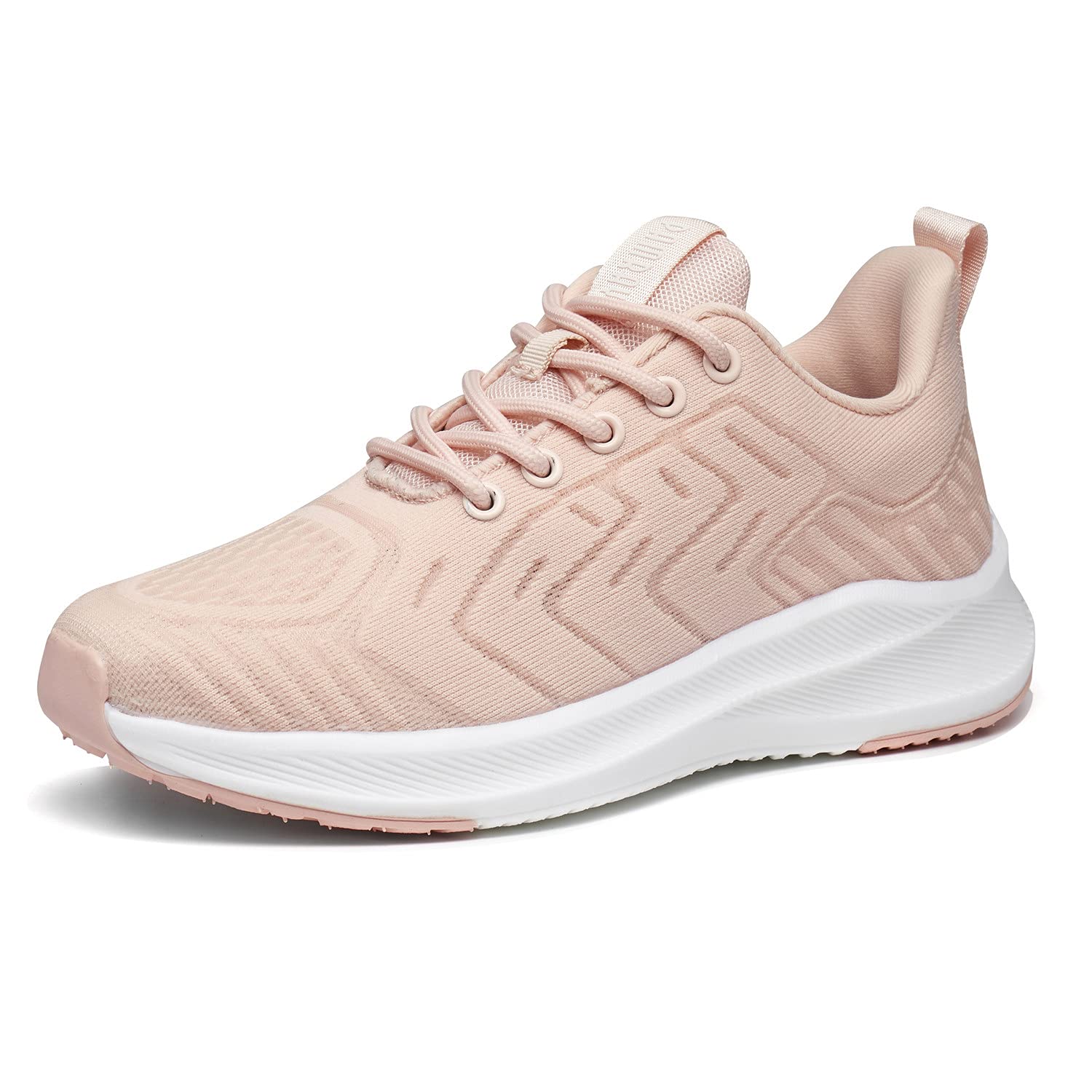 Women's Running Walking Shoes Sports Athletic Jogging Fashion Sneakers Lace up Comfortable Breathable Mesh Shoes Pink 37