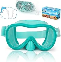Vista 19 de Gafas de natación para niños, máscara de buceo, máscara de buceo, gafas de natación con cubierta de nariz y correas elásticas anchas con bolsa