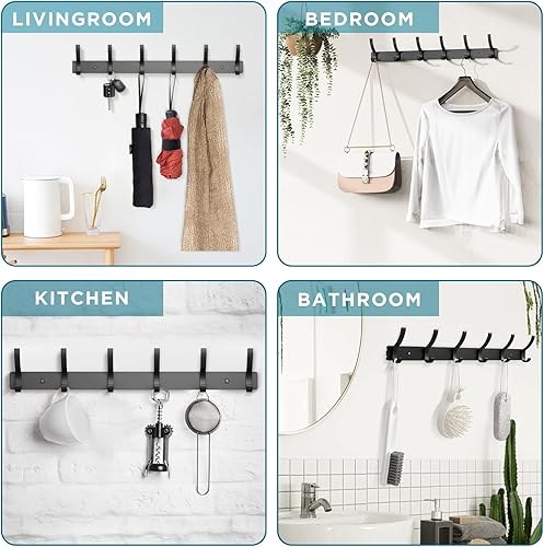 Miniatura 6 de 2 piezas (15.7 x 3.3 x 2.3 pulgadas) Perchero de pared, colgador de pared, ganchos de pared para colgar abrigos, ganchos de pared, ganchos de pared