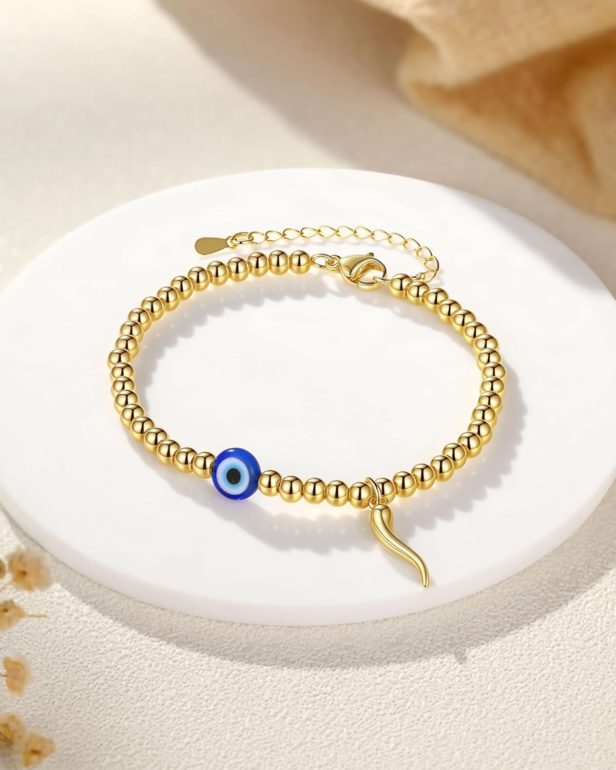 PINKDODO Good Luck Evil Eye & Horn – Protection Bracelet Jewelry Gifts for Birthday & Christmas - Image 3