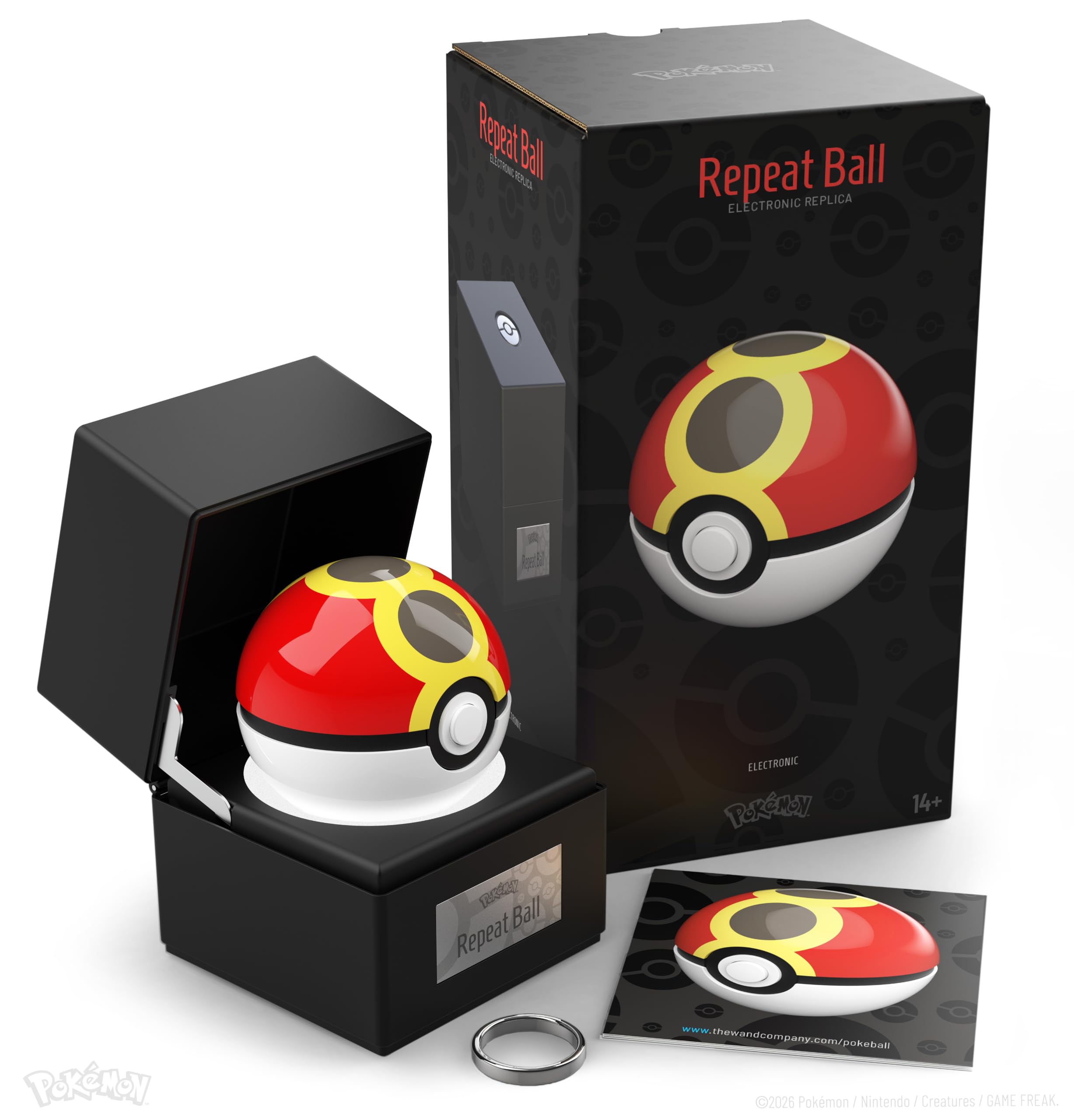 The Wand Company Original Poké Ball Authentic Replica - Realistic, Electronic, Die-Cast Authentic Replica with Display Case Light Features. Officially Licensed by Pokémon (Repeat Ball) — image 1