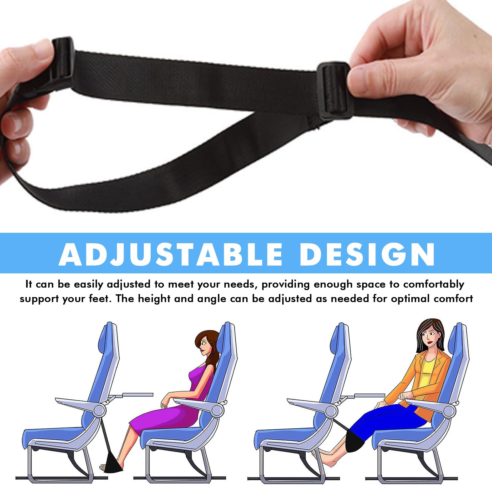 Poggiapiedi Aeroplano, Poggiapiedi per aeroplano, amaca per piedi con cuscino gonfiabile, amaca da viaggio portatile, relax e comfort per voli lunghi
