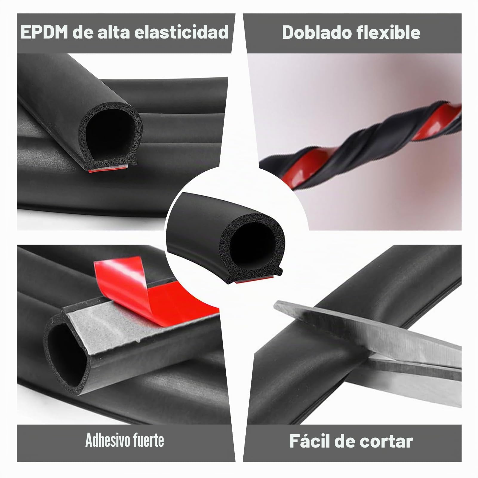 Junta de goma autoadhesiva para puerta de coche, 8 m en forma de D, protección de bordes de goma, protección acústica, impermeable, universal, YuLiMirich