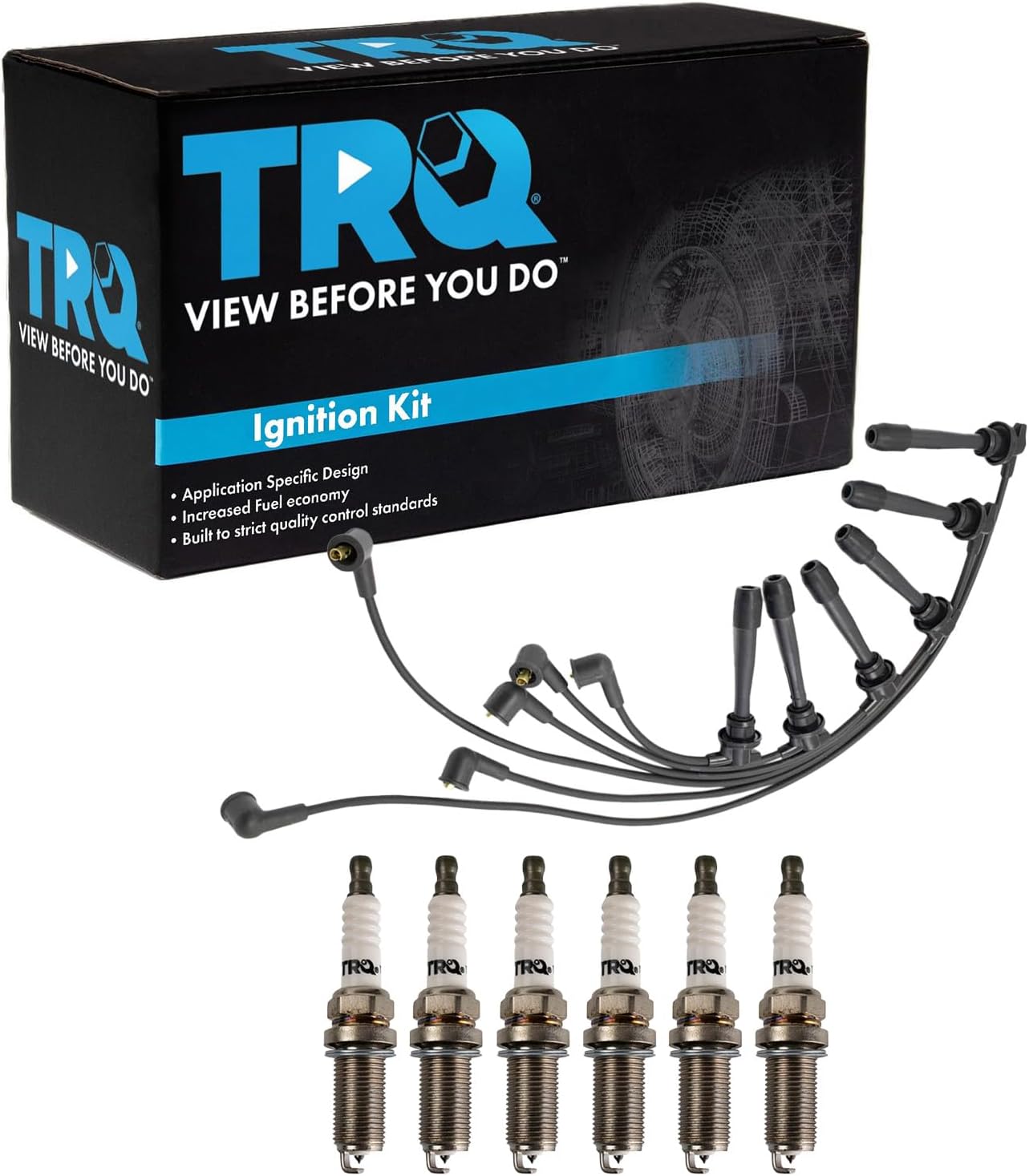 TRQ Ignition Kit Spark Plug & Wire Set Compatible with Kia Sportage Hyundai Tucson V6 2.7L