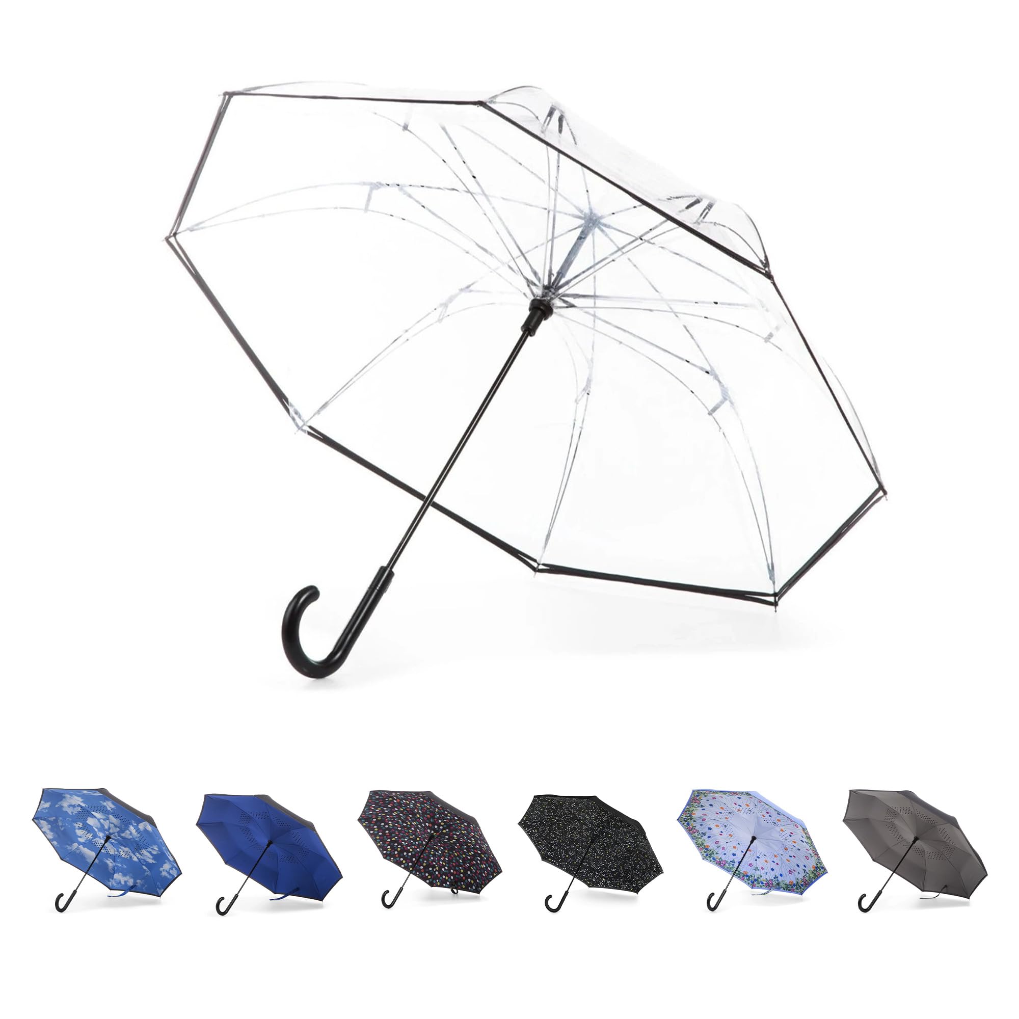 totesInBrella - Reverse Close Umbrella with Invisible Water Repellent Coating - Auto Close, Inverted, Dripless, and Stormproof for Rainy Weather