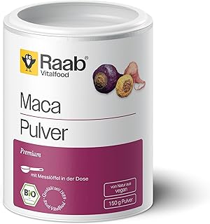 Raab Vitalfood Bio Premium Maca-Pulver aus 100% Bio Maca-Wurzeln aus den Anden aus Peru, Rohkostqualität, 1x 150 g Packung