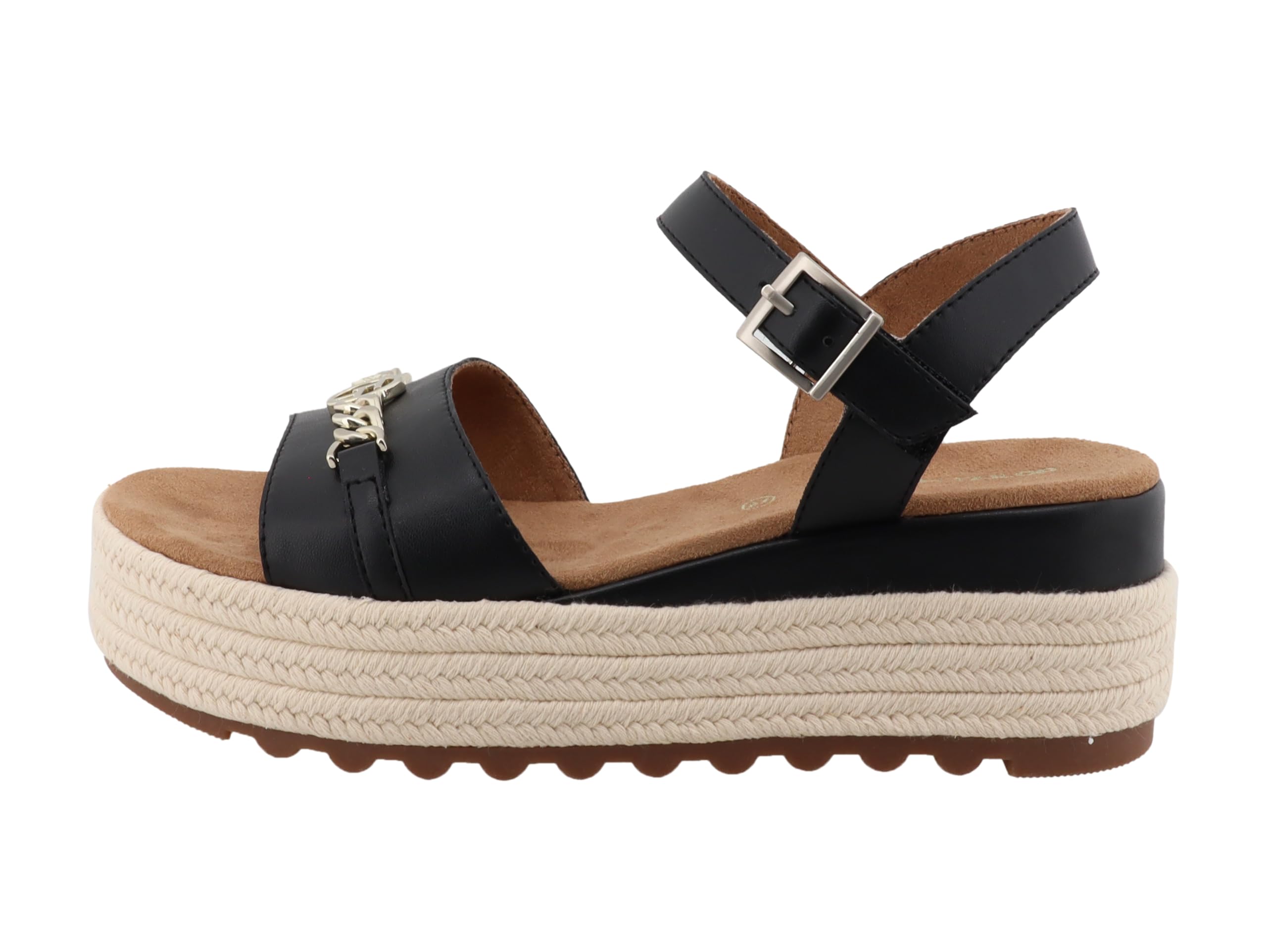 TOM TAILOR Women's 7490110011 Wedge Sandals, Black, 38 EU, black, 6 UK