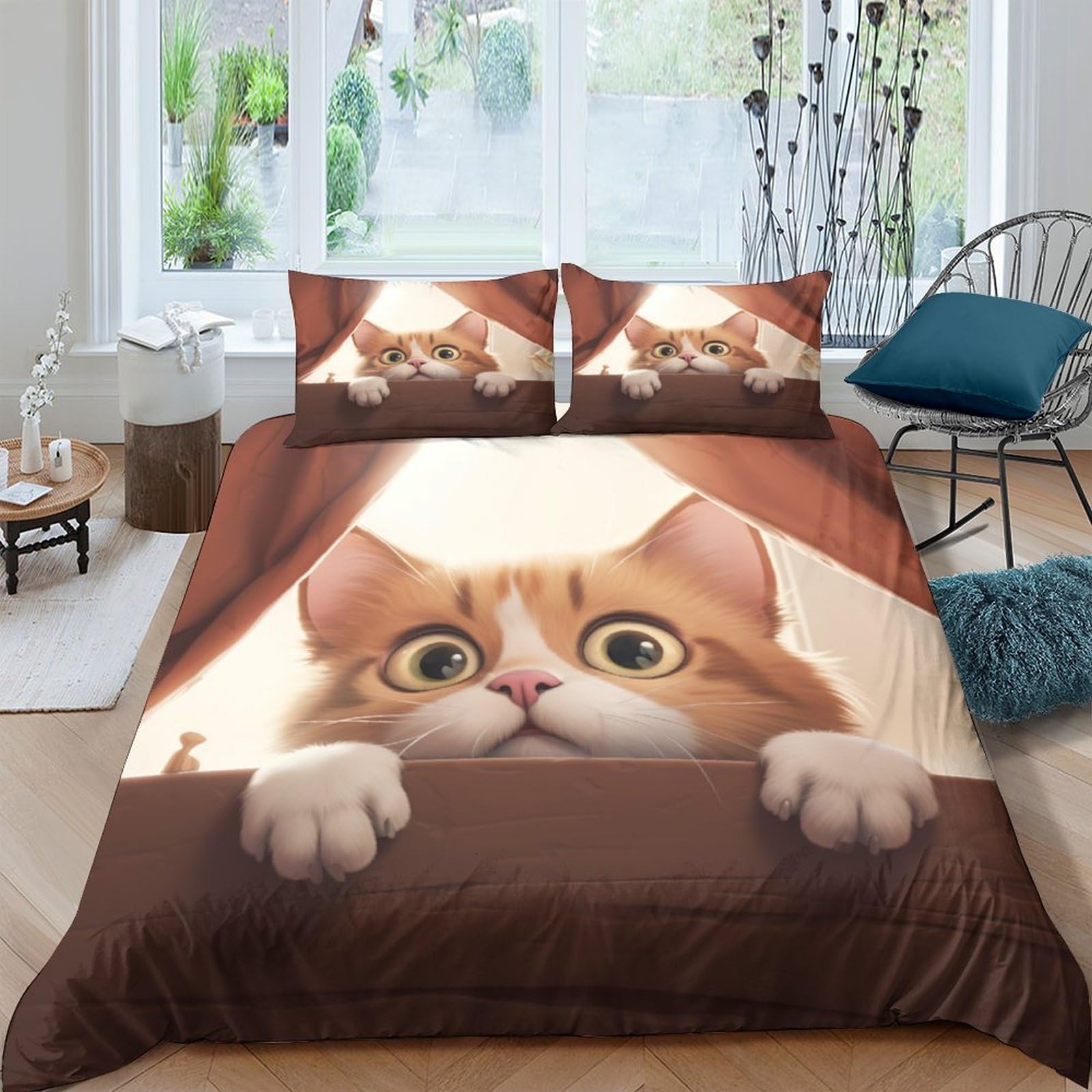 Parure de lit 3 pièces chaton mignon pour des nuits douces et rassurantes
