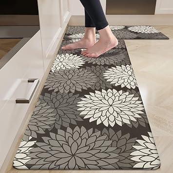 HEBE Anti Fatigue Kitchen Rugs Set of 2, Cushioned Kitchen Mats for Floor