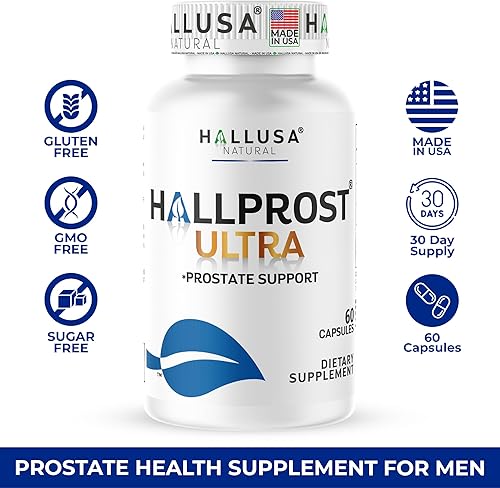 Miniatura 7 de Hallusa Natural Hallprost Ultra + Free Hallvigor - Salud y vitalidad de próstata para hombres - Saw Palmetto, licopeno y ginseng - Apoya la función