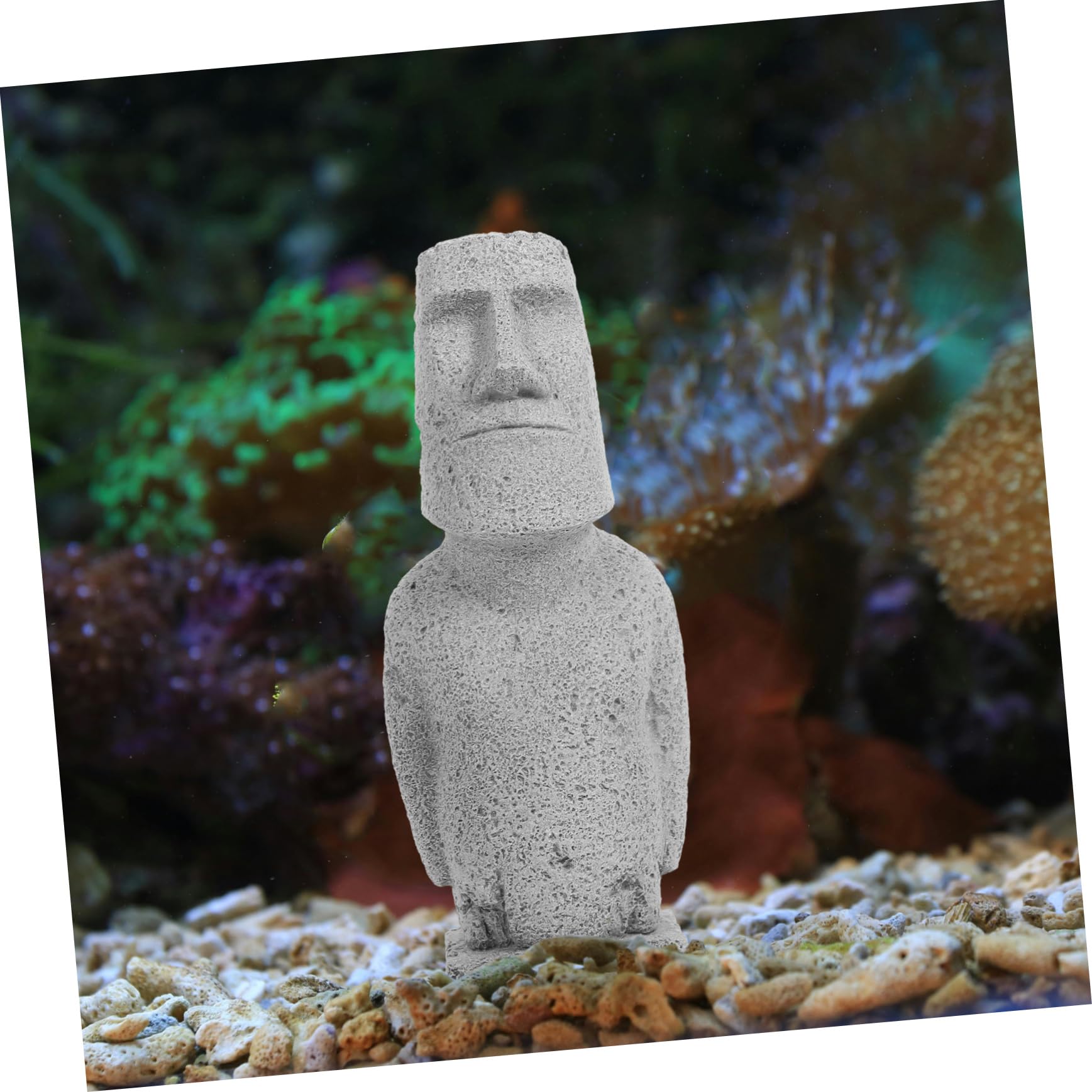 Mobestech 4 Pièces Statue Moai Simulée Décorations D'aquarium Pâques Pierre Décoration D'aquarium Sculpture Ornements Statue De Moai Moaï Grès Grey