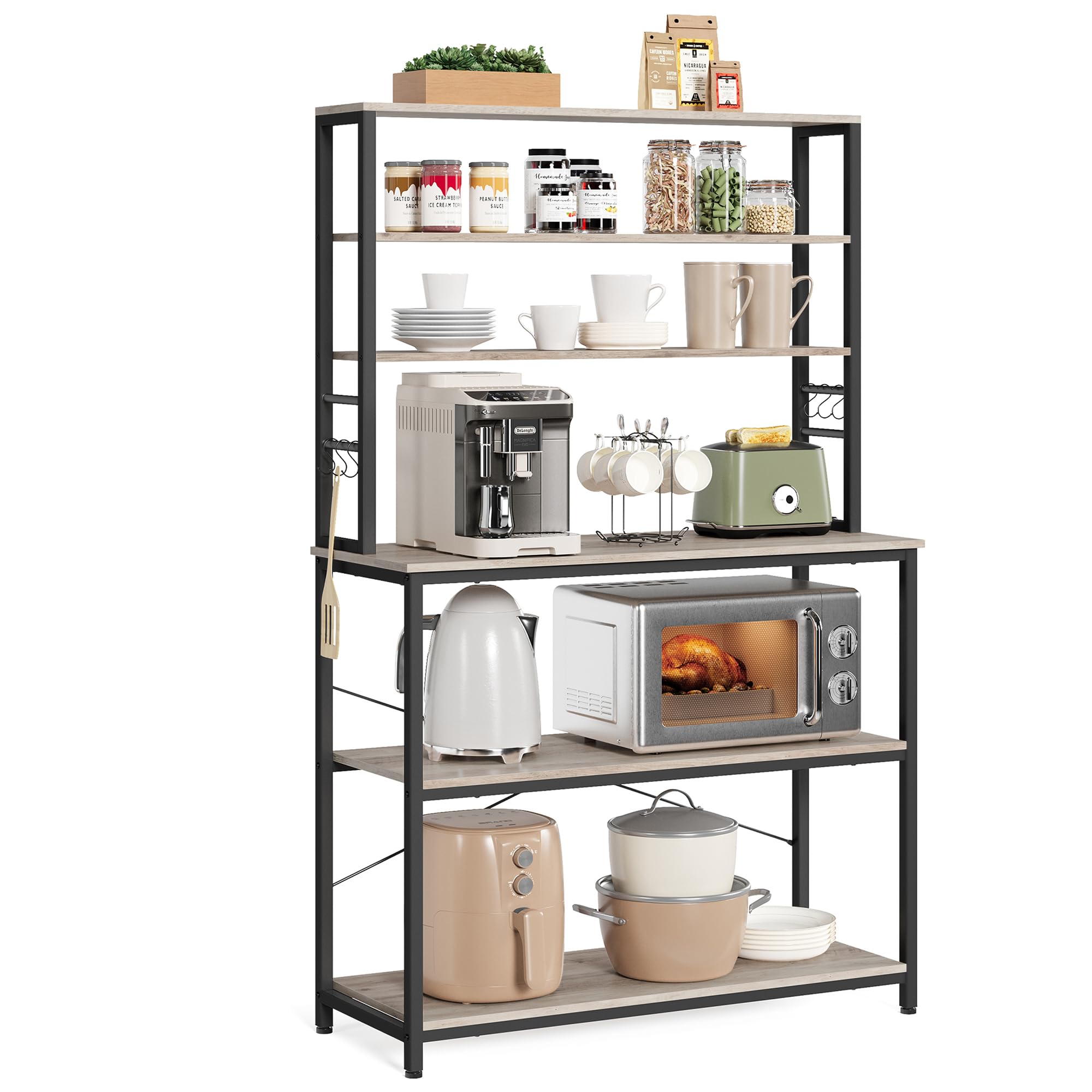 VASAGLE Coffee Bar, 6-Tier Baker's Rack with 6 Hooks