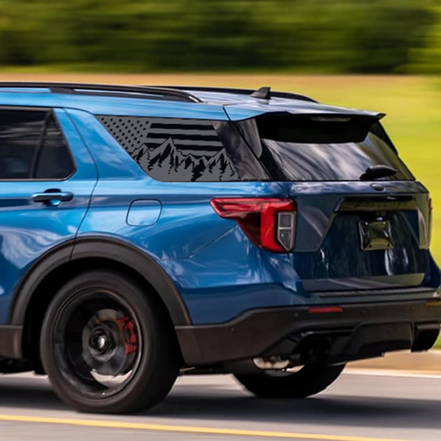 for Ford Explorer 2020-2025 Rear Side Window American Flag Soldier Decal, Matte Black Patriotic Vinyl Sticker, US Army Military Tribute SUV Accessories, Exterior Window Graphic Wrap