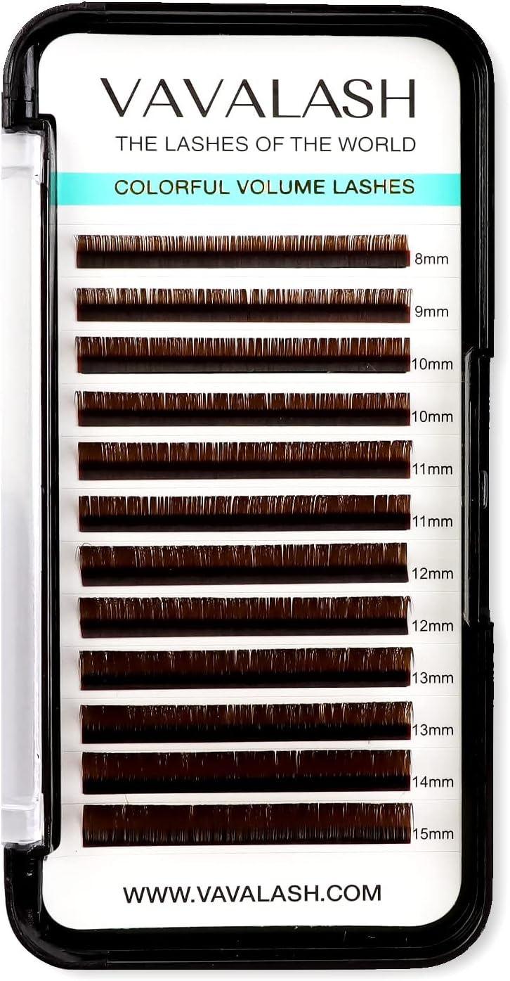 Colored Lash Extensions 0.07mm D Curl Brown Individual Volume Lashes Extensions 8-15 Mix Length Color Eyelash Extensions for Salon (Brown 0.07-D, 8-15mm)