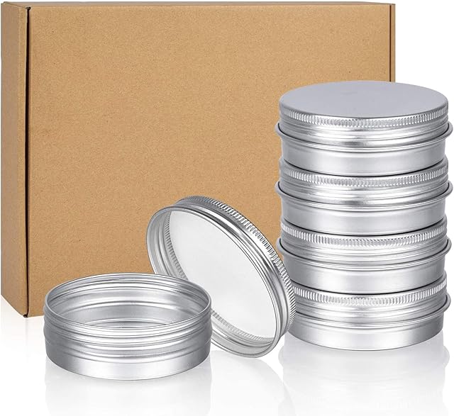 Sopito Aluminum Tin Cans, 24pcs 60ml/2oz Metal Round Tins Small Tin Screw Lid Containers Empty Travel Tins for Candles, Salve, Cosmetics