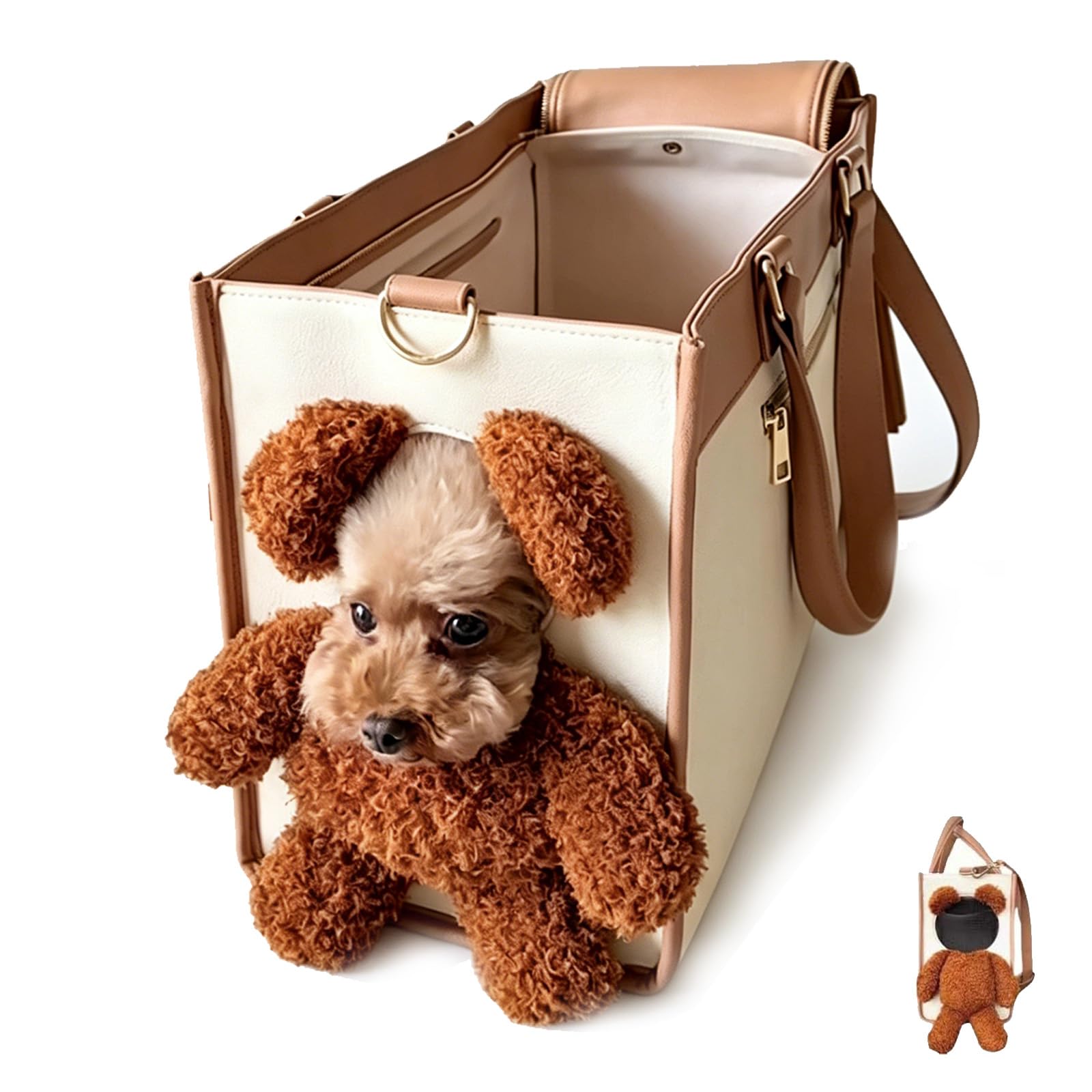 Bolsa de transporte multifuncional 2 en 1 con diseño portátil de felpa para mascotas
