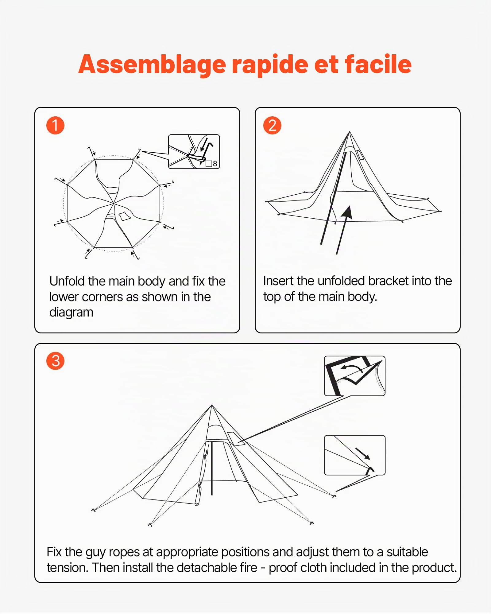 VEVOR Tente Chaude Tipi pour 4 Personnes, Tente d'Hiver Portable avec Trou de Poêle et Maille Intérieure, Toile Imperméable Revêtement PU2500 mm, Abri 4 Saisons, pour Camping, Randonnée, Pêche, Chasse
