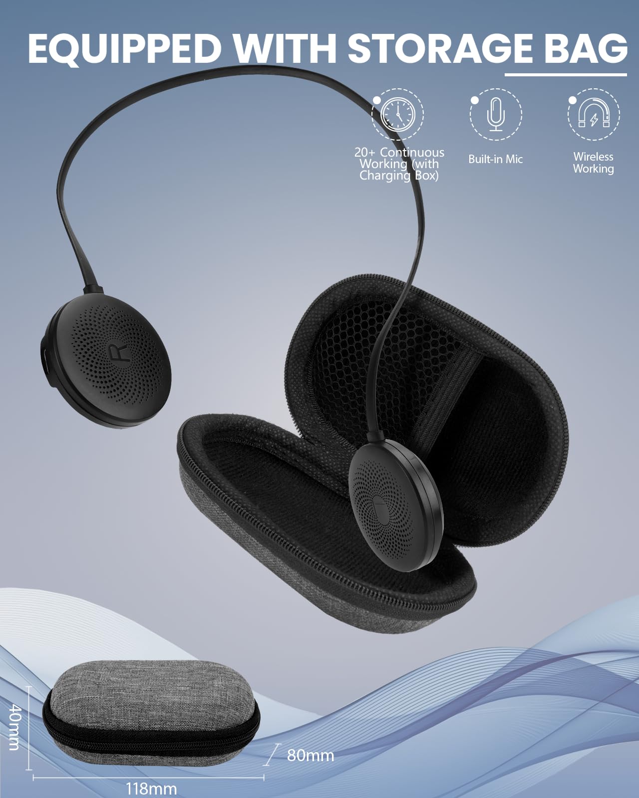 Doohoeek Kabellose Helmkopfhörer für Ski, Bluetooth Headset mit integriertem Mikrofon & IPX5 Wasserschutz, Universelle Passform & Handschuhfreundliche Steuerung für Snowboard & Ski