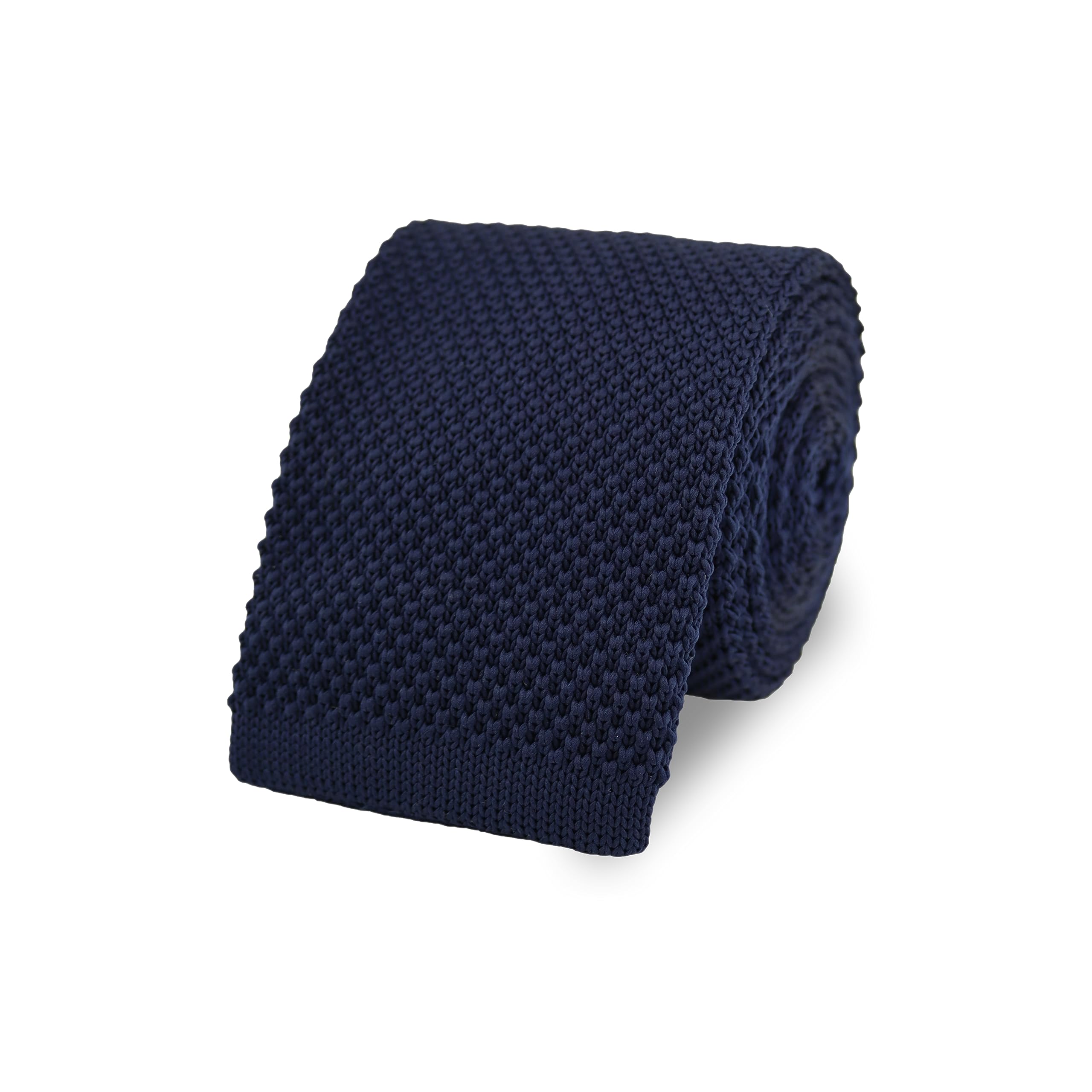 THE GENTS LAB 100% Polyester Square End Knitted Neck Tie (Navy Blue)