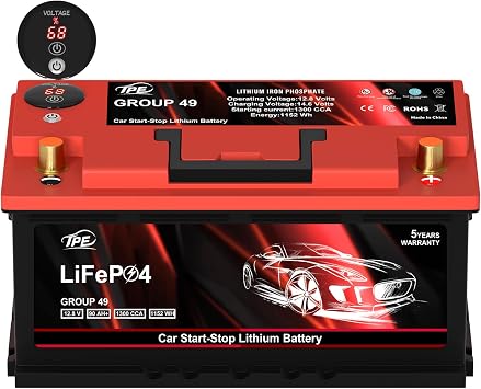 TPE Car Start-Stop Lithium Battery GROUP 49 12V 90AH Car Battery with 1300CCA High-Performance Automotive Battery
