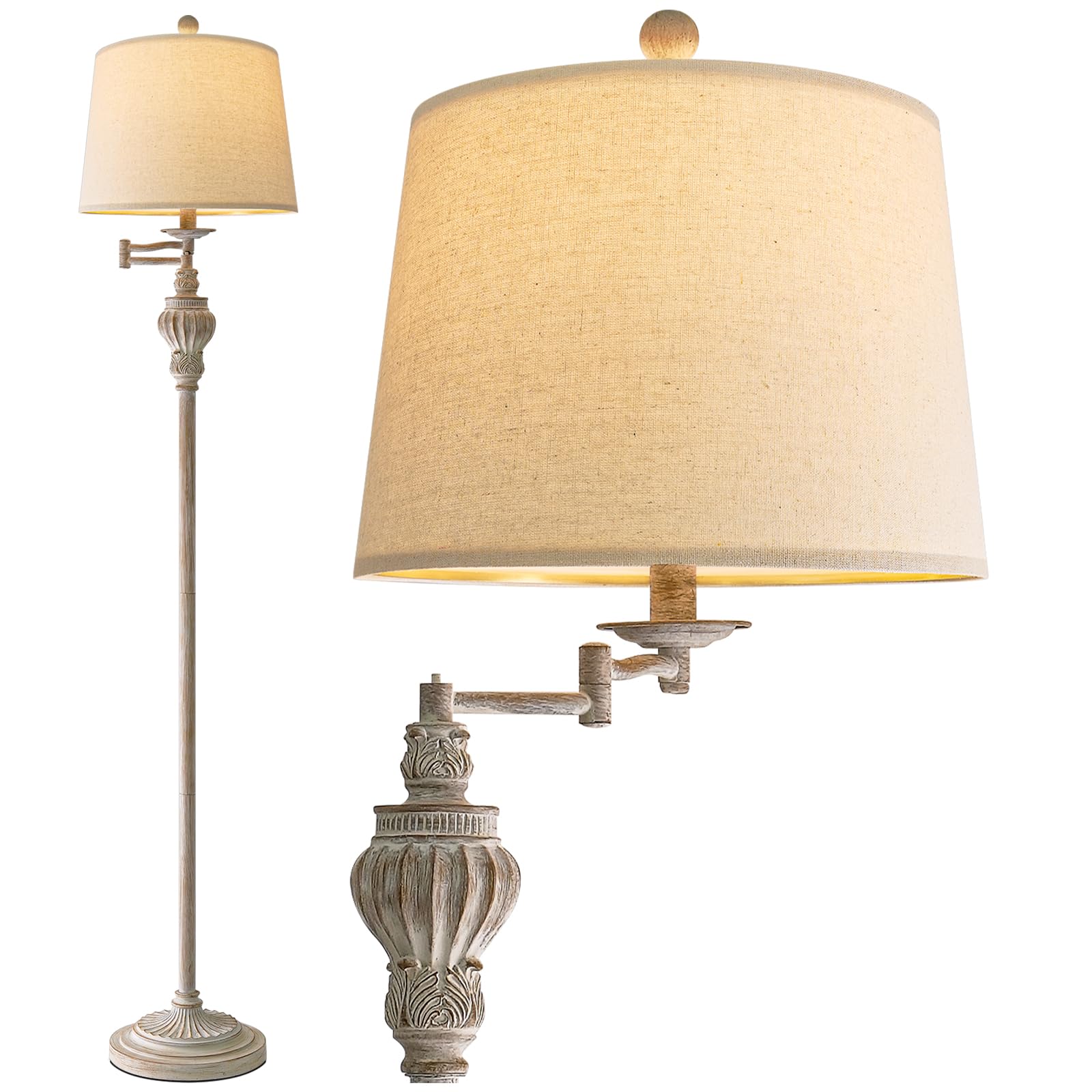 G-SAFAVA 61" Vintage Floor Lamp with 350° Adjustable Swing Arm, Tall lamp Standing Lamp for Bedroom Living Room Bedside Nightstand Retro Farmhouse Mid Century Lamp Light Home Décor Office Gifts