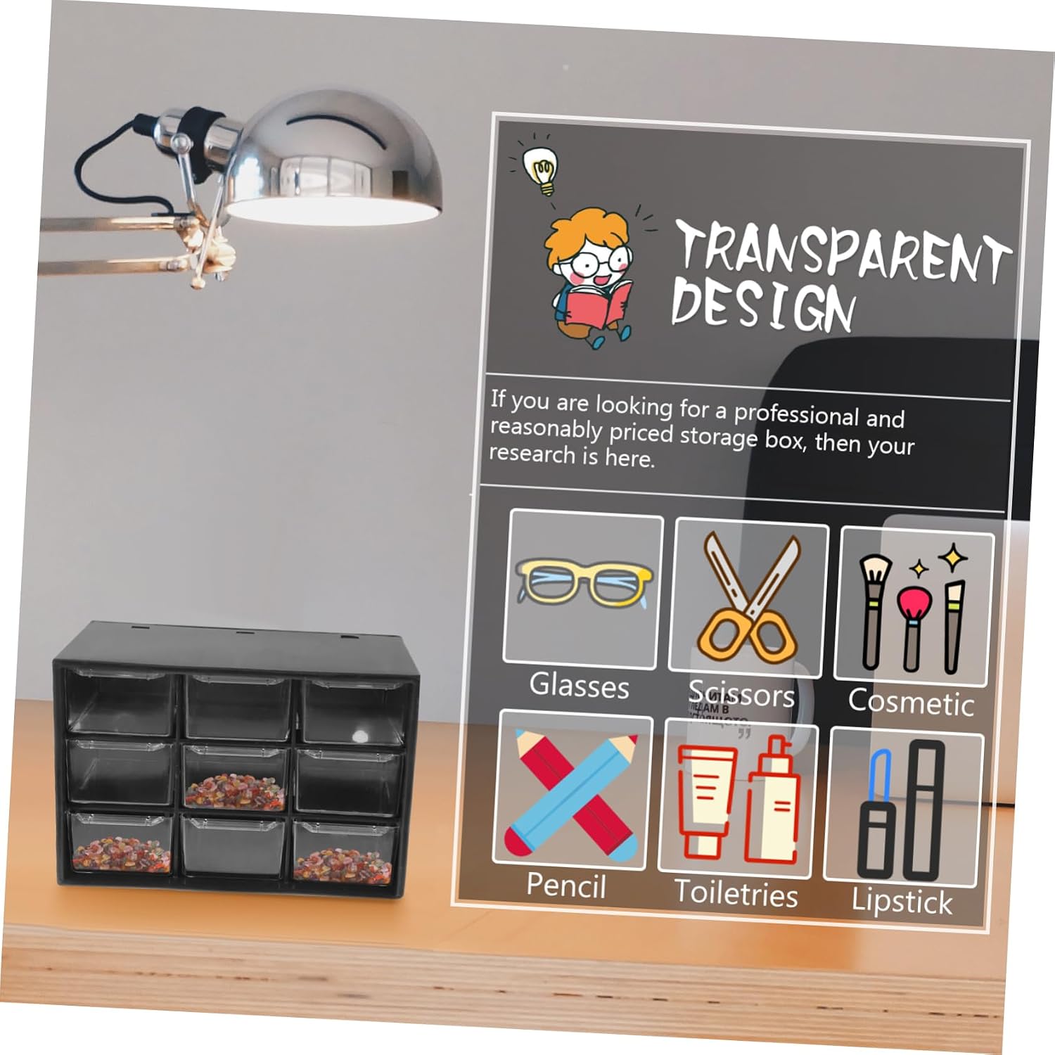 Uonlytech 4pcs Transparent Plastic Storage Organizers Drawers for Craft Jewelry Cosmetics and Items Stackable Design for Organization
