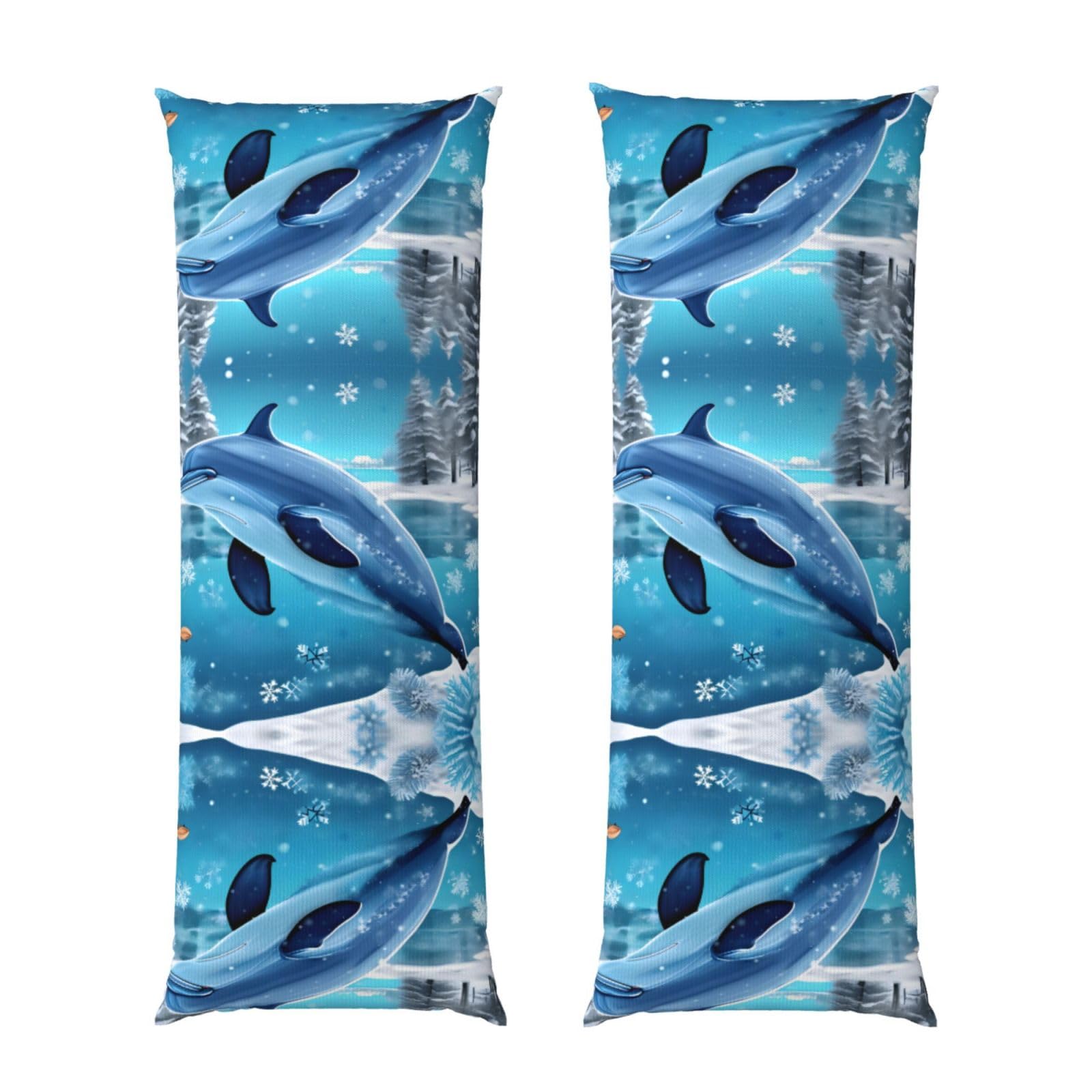 winter the dolphin Body Pillowcase 20x60-Ultra Soft Plush Long Pillow Cover with Hidden Zip for Sleeping