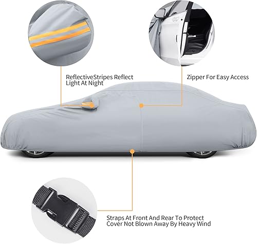 Miniatura 5 de GXT - Funda impermeable para automóvil todo clima para automóviles al aire libre, tela TPE resistente de protección completa contra la lluvia, la