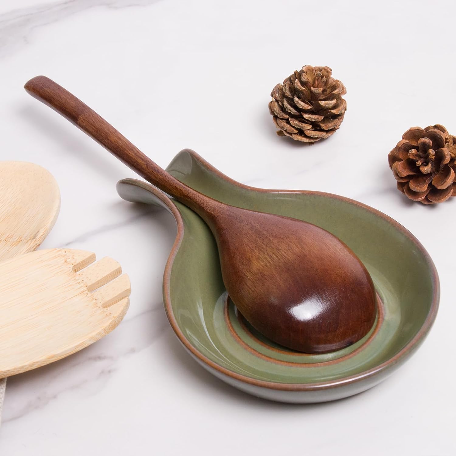 JINIHFW Spoon Rest for Kitchen, Ceramic Spoon Holder for Stove Top, Cooking Spoon Holder,Kitchen Spoon Rest,Heat Resistant Utensil Rest for Countertop, Dishwasher Safe, 3 Pack