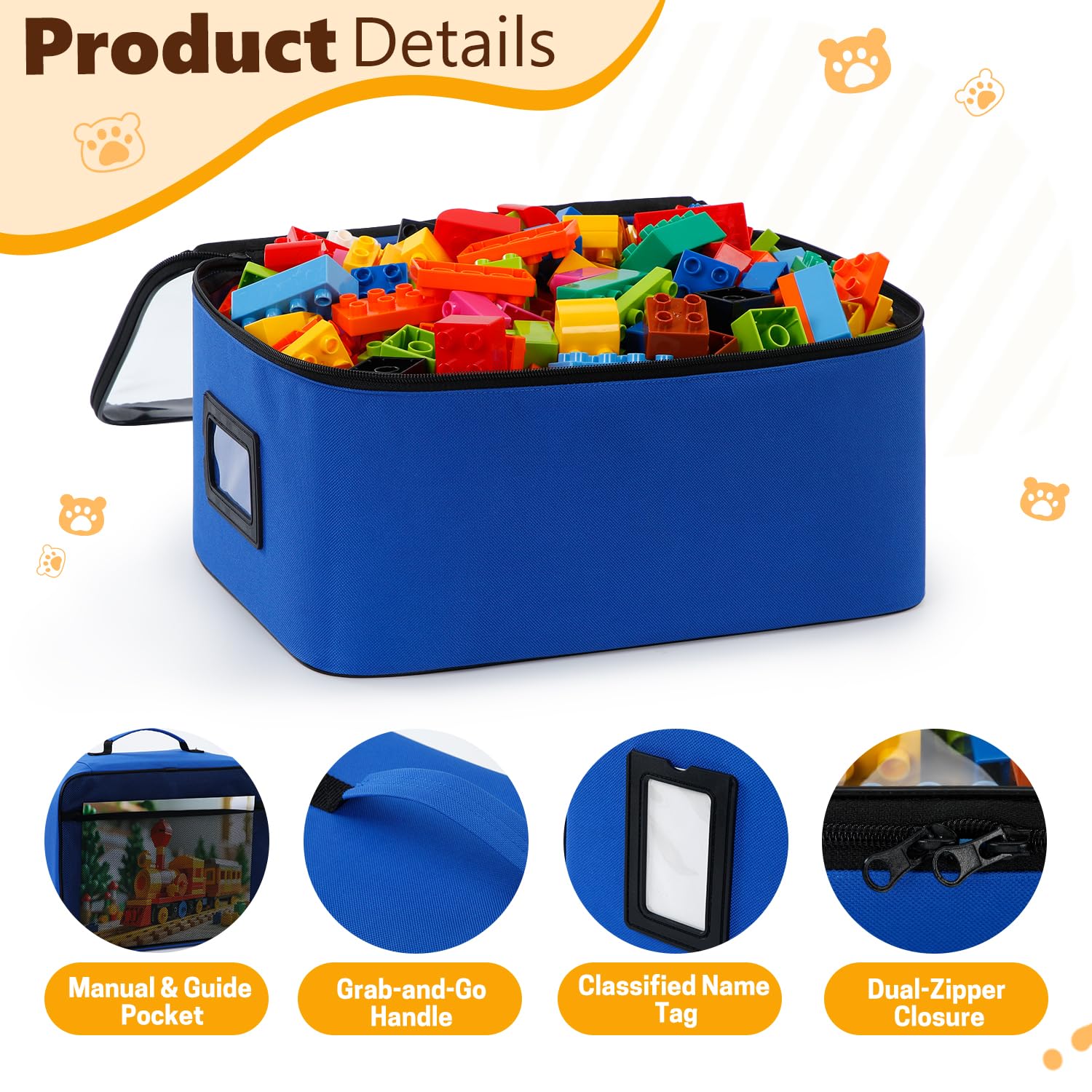 6 Stück Transparente Spielzeug Aufbewahrung mit Anleitung Beutel und Tag-Tasche, 4 Größen | Reisespielzeug-Organizer für Lego, Spielzeugautos, Puzzles,Blöcke (Naturtöne)
